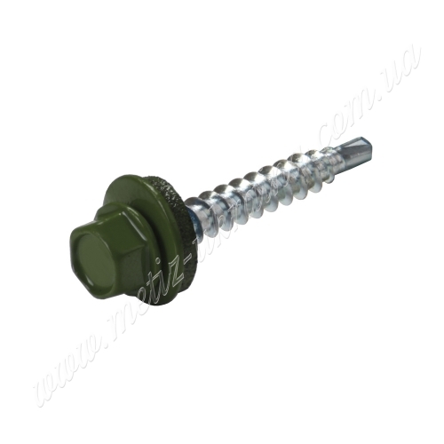 Саморез по металлу 4,8х35 6гр. гол. c буром EPDM RAL6002