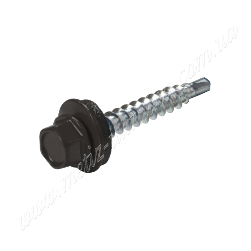 Саморез по металлу 4,8х35 6гр. гол. c буром EPDM RAL8019